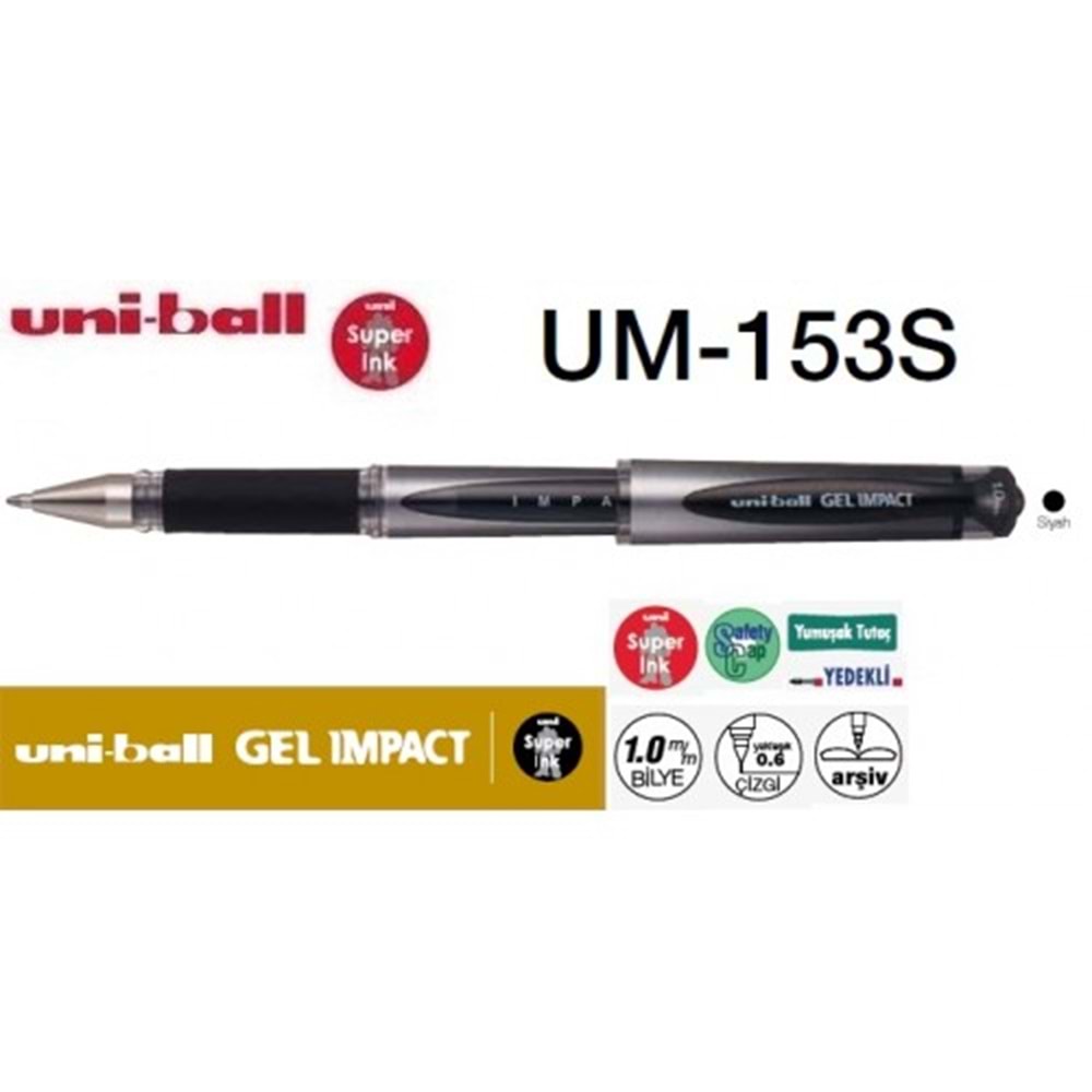 Uniball UM-153S Gel Impact 1.0 İmza Kalemi Siyah