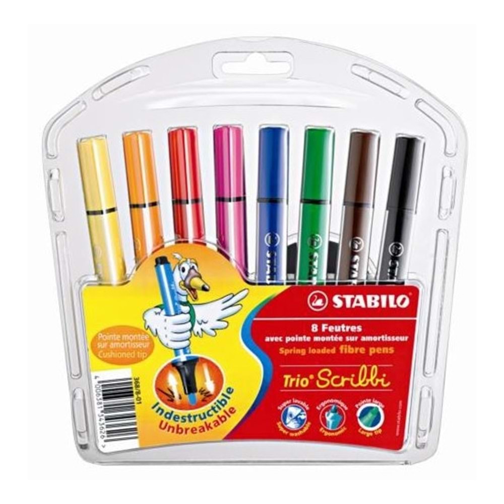 Stabılo Trio Scribbi 8 Renk Keçeli Kalem