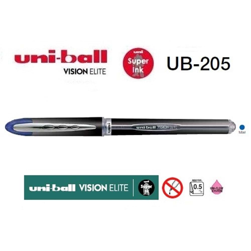 Uniball UB-205 Vision Elite 0.5 Roller Kalem Mavi