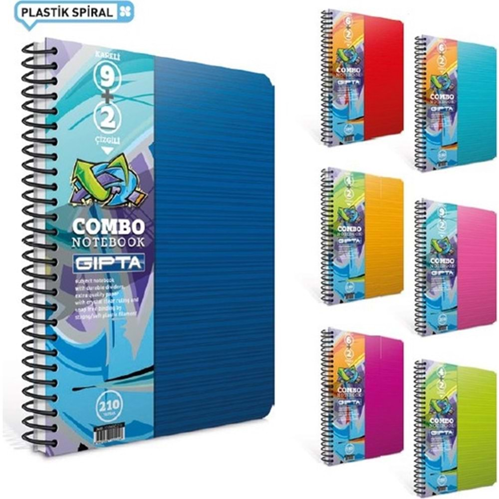 Gıpta Combo Seperatörlü Spiralli Plastik Kapak A4 240 Yaprak 6+2 Defter