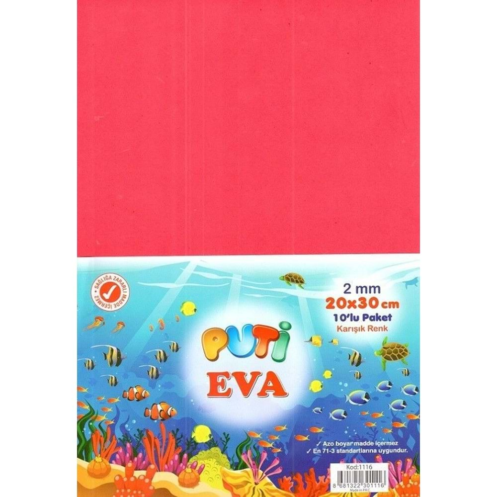 Puti Eva 2 mm 20x30 cm Karışık Renkli 10 lu 1116