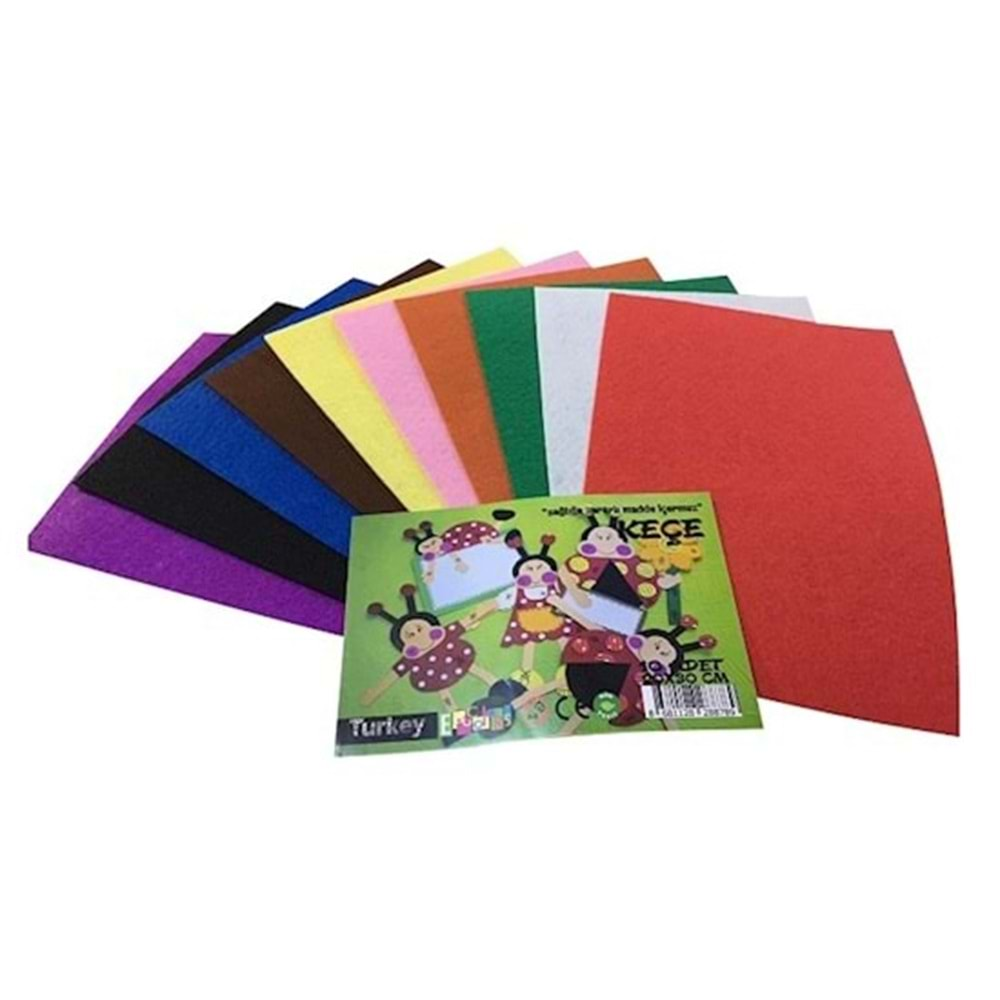 Educolors 20x30 cm Keçe 10 Renk 10 Adet Karışık