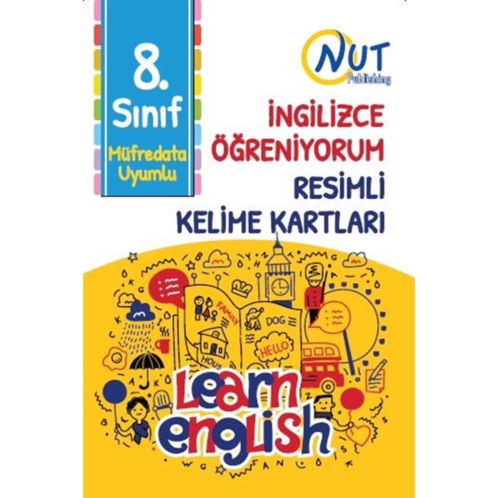 Nut Publishing 8. Sınıf İngilizce Öğreniyorum Resimli Kelime Kartları