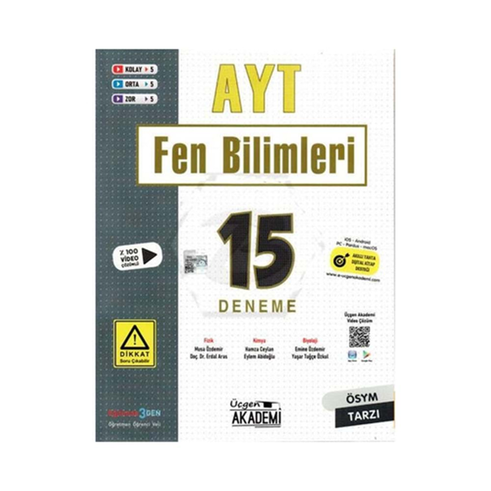 Üçgen Akademi AYT Fen Bilimleri 15 Deneme