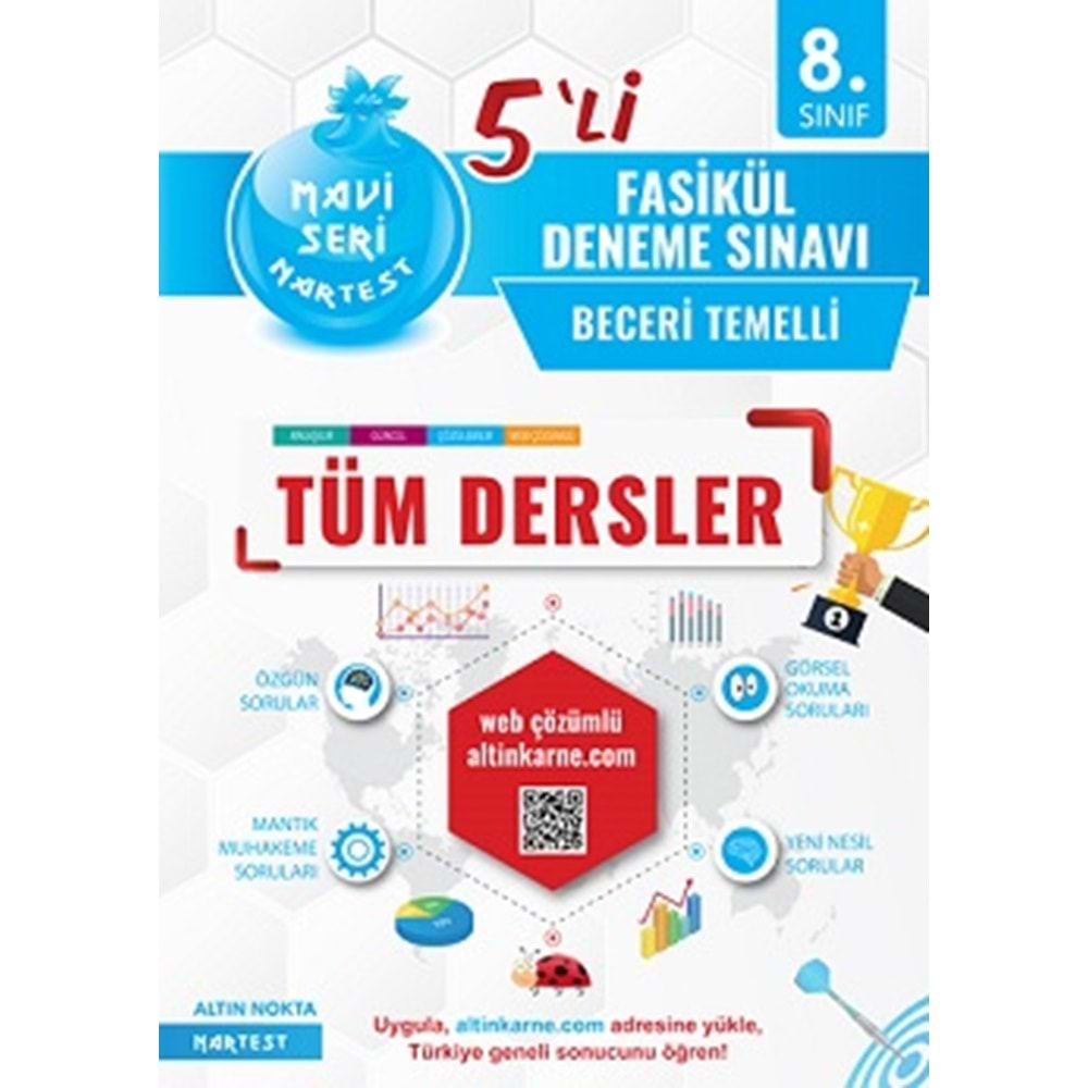 8. Sınıf Mavi Tüm Dersler 5 Li Fasikül Deneme Sınavı