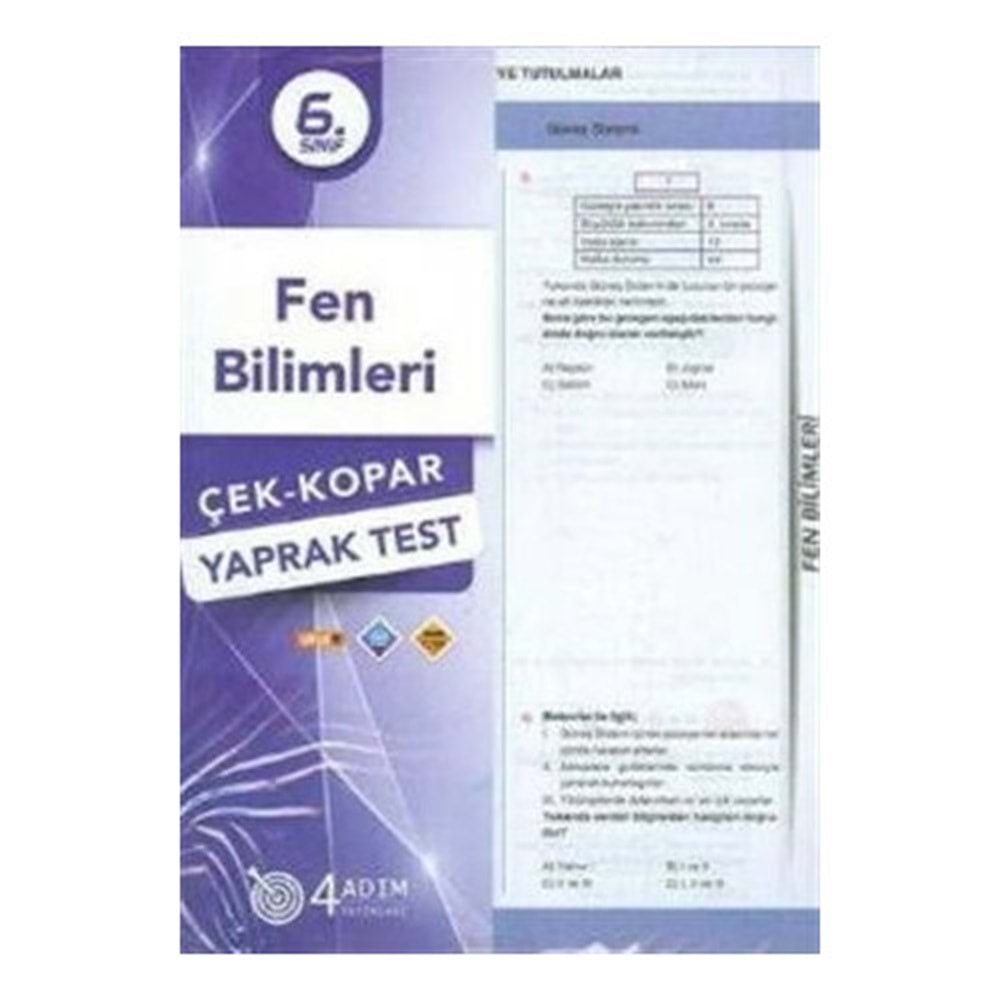 6.Sınıf Fen Bilimleri Çek Kopar Yaprak Test 4 Adım Yayıncılık