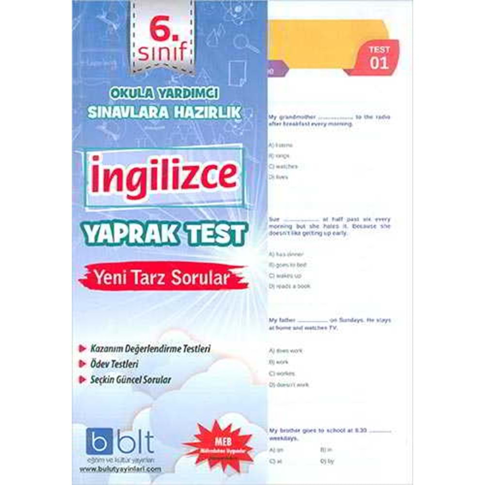 6. Sınıf İngilizce Yaprak Test Bulut Eğitim Yayınları