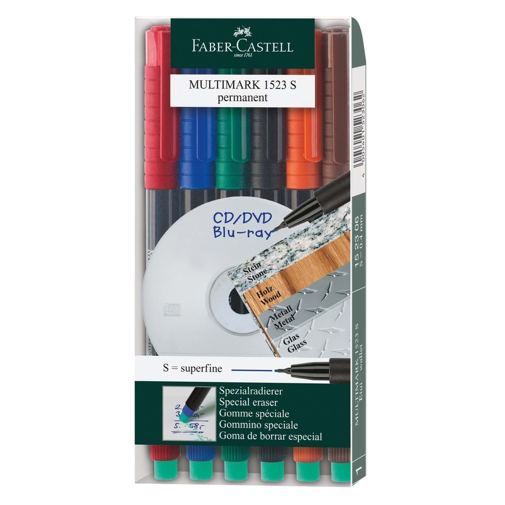 Faber-Castell Asetat Kalemi 1523 S 6'lı