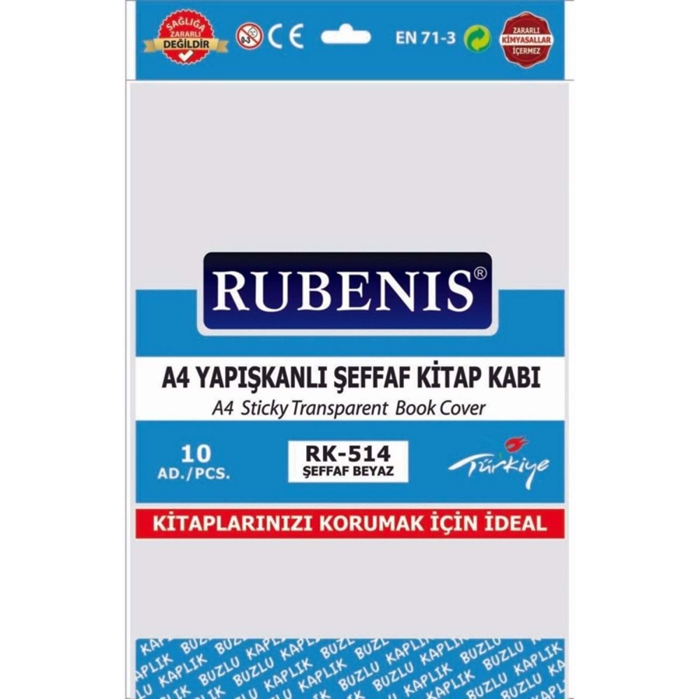 Rubenis Hazır Kap Kitap RK-514 Yapışkanlı Buzlu Şeffaf ADET