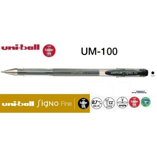 Uniball UM-100 Signo Fine 0.7 Jel Kalem Siyah