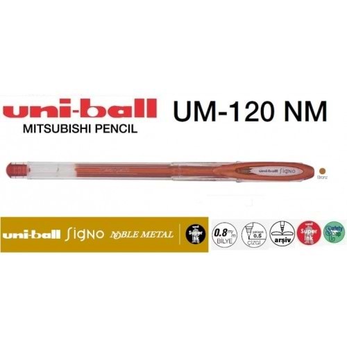 Uniball UM-120NM Signo Noble Metal 0.8 Jel Kalem Bronz