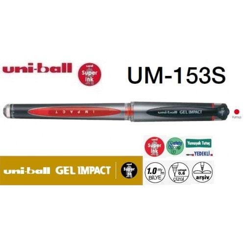 Uniball UM-153S Gel Impact 1.0 İmza Kalemi Kırmızı