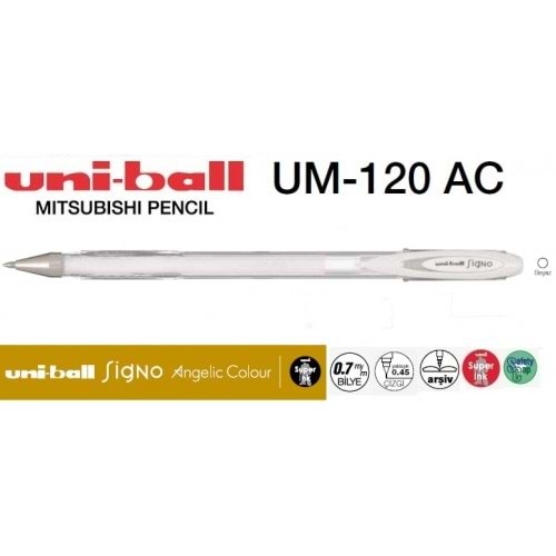 Uniball UM-120AC Signo Angelic Colour 0.7 Jel Kalem Beyaz