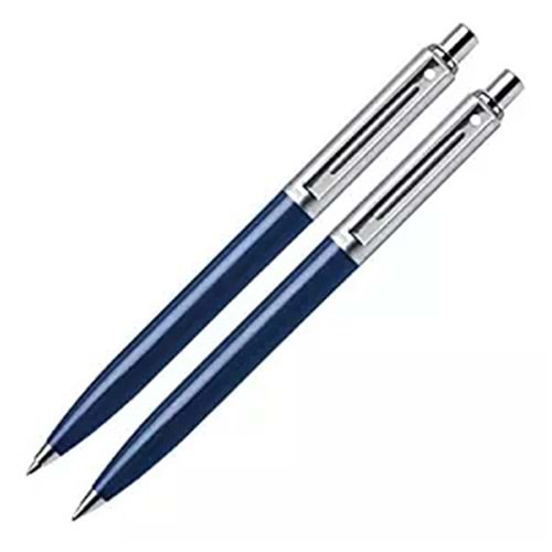 Sheaffer Sentinel, Blue Resin Barrel, Chrome Cap, Nickel Plate Trim, Ballpoint & 0.7mm Pencil Set