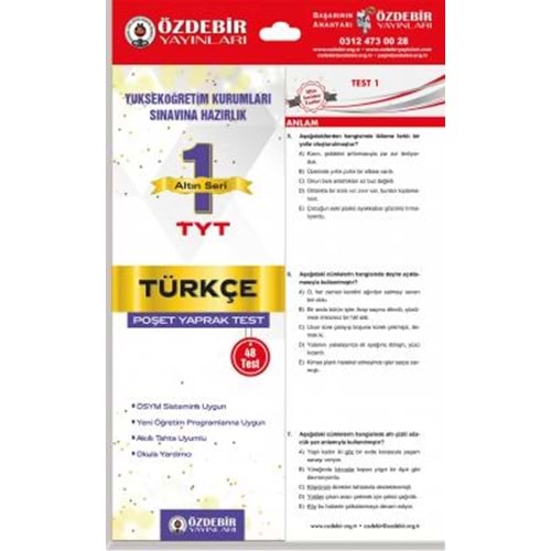Altın Seri 1 Tyt Poşet Yaprak Test Türkçe