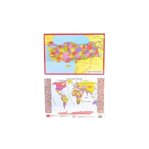 Türkiye + Dünya Haritası Çift Taraflı
