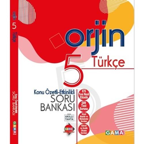5.Sınıf Orjin Türkçe Destek Soru Bankası Gama Yayınları