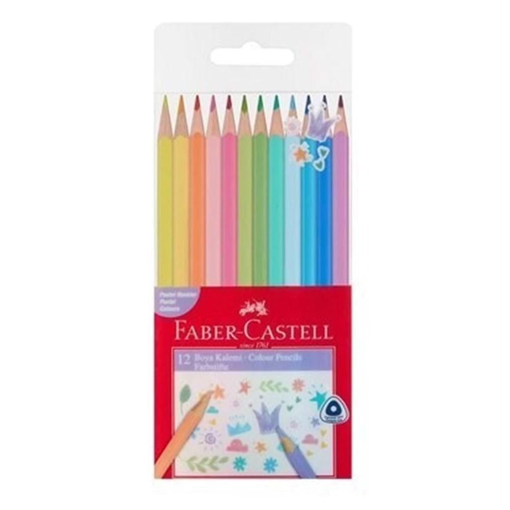 Faber-Castell Pastel Renkler Üçgen Boya 12li