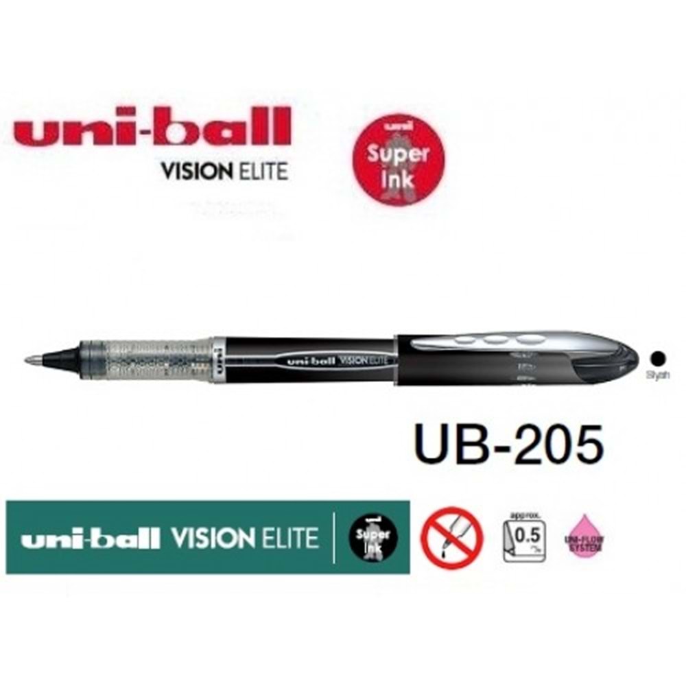 Uniball UB-205 Vision Elite 0.5 Roller Kalem Siyah